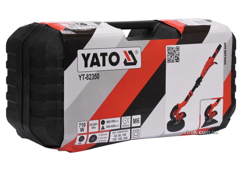 Професійна шліфувальна машина для стін та стелі (жираф) YATO YT-82350 : 710 Вт, 225 мм кейс