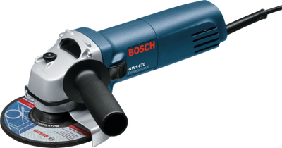 Маленька болгарка (кутова шліувальна машина) Bosch GWS 670 : 670 Вт, 125мм круг КШМ (0601375606)